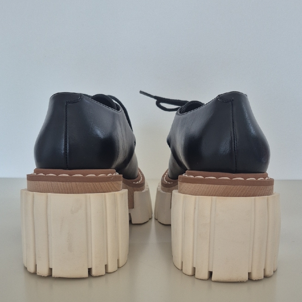 Stella McCartney Black Lace-Up Chunky Platform Boots with Cream Sole - Picture 6 of 15